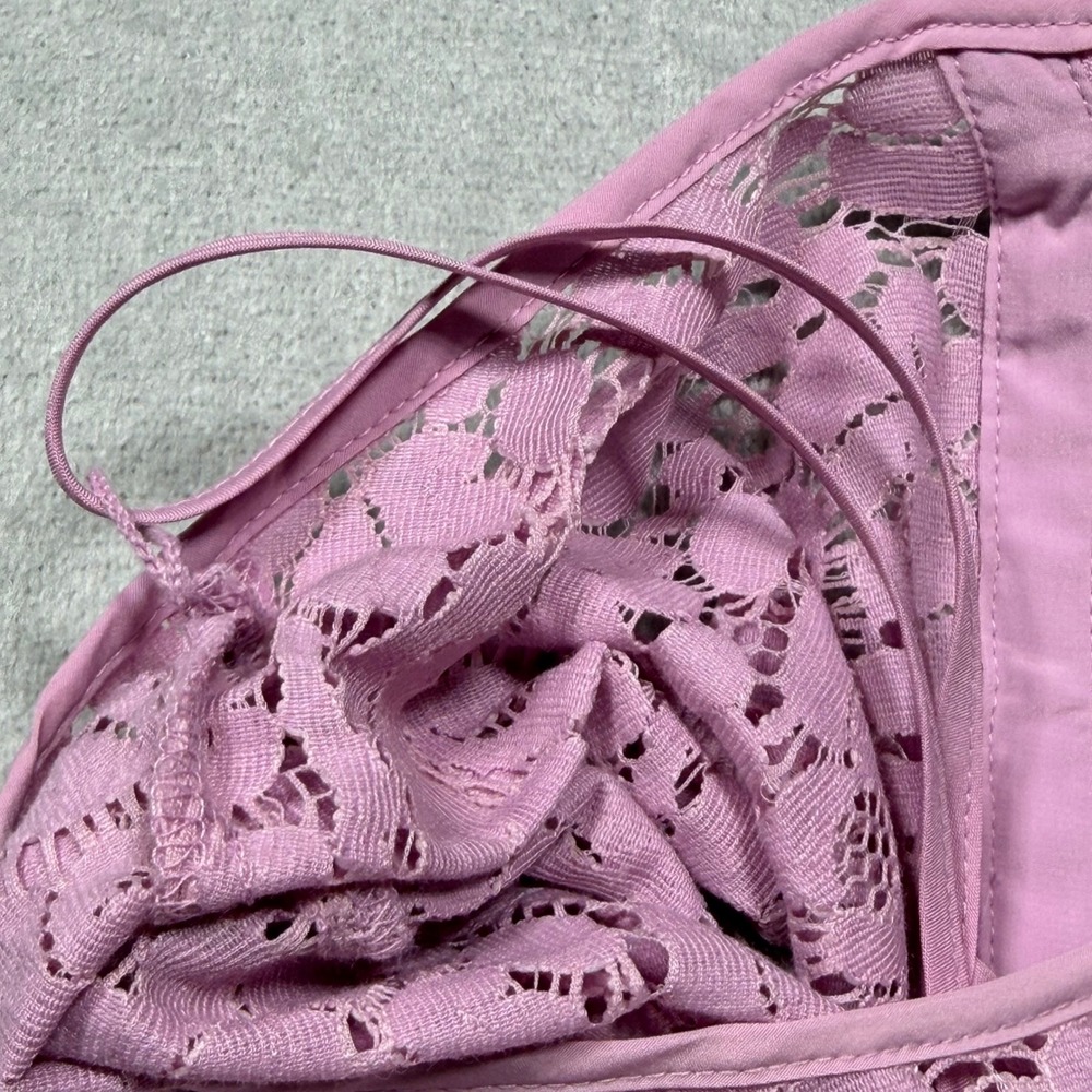 Vintage Liz Claiborne Purple Floral Lace Cap Sleeve Blouse XL Cotton Blend 2000s - Picture 5 of 9